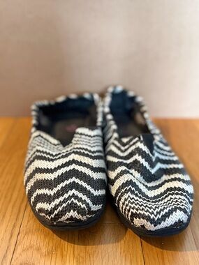Bobs Black & White Chevron Slip-On Shoes
